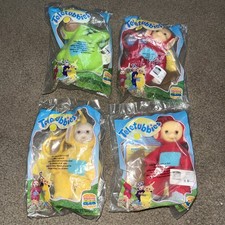 Vintage Burger King Teletubbies Lot 4 Keychain 1999 Red Po Plush doll New Sealed