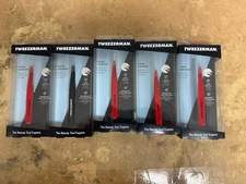 Tweezerman Stainless Steel Point Tweezer Black (1241-CR)  LOT OF 5