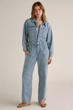Women's Long Sleeve Utility Baggy Denim Jumpsuit - Universal Thread