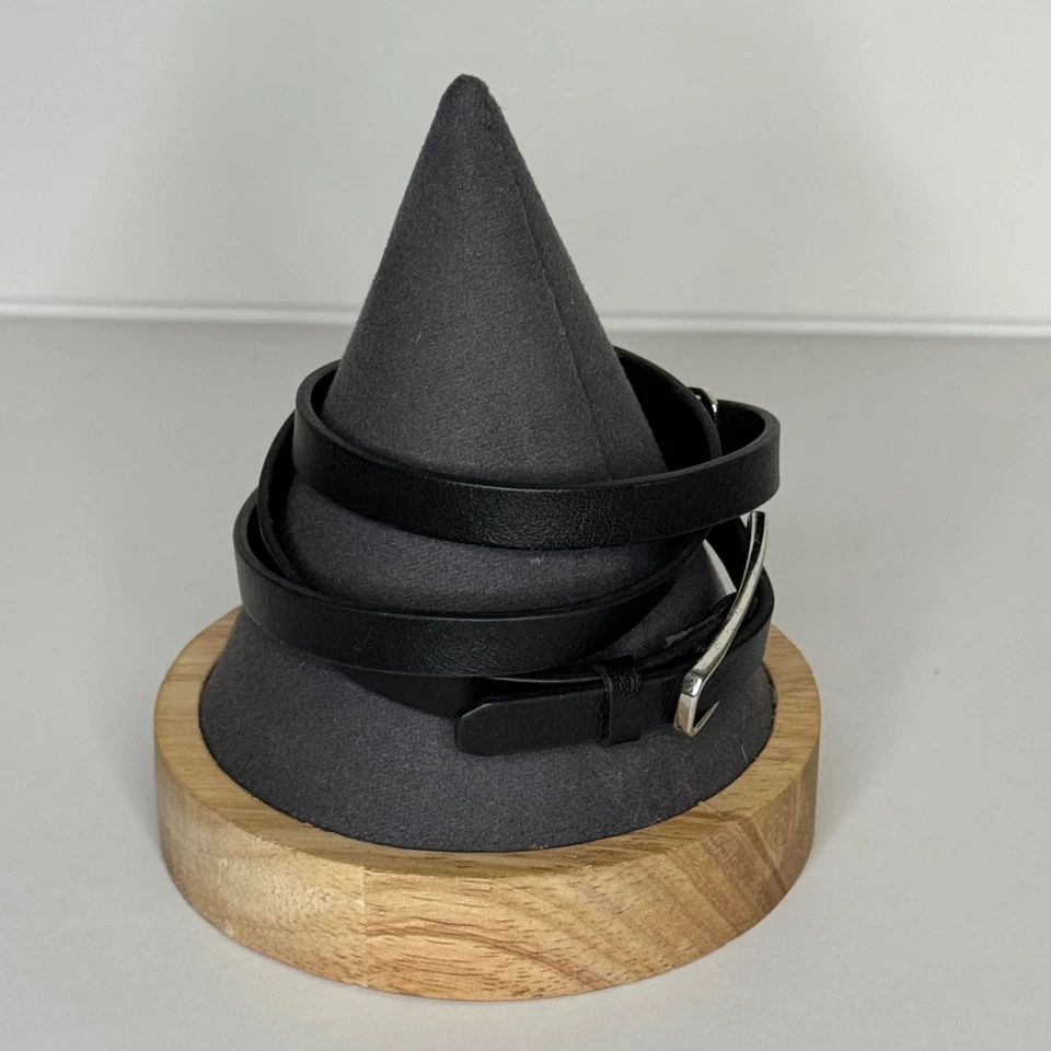 Pulsera envolvente Origami Owl cuero negro fe tono plata Foto 4 de 4