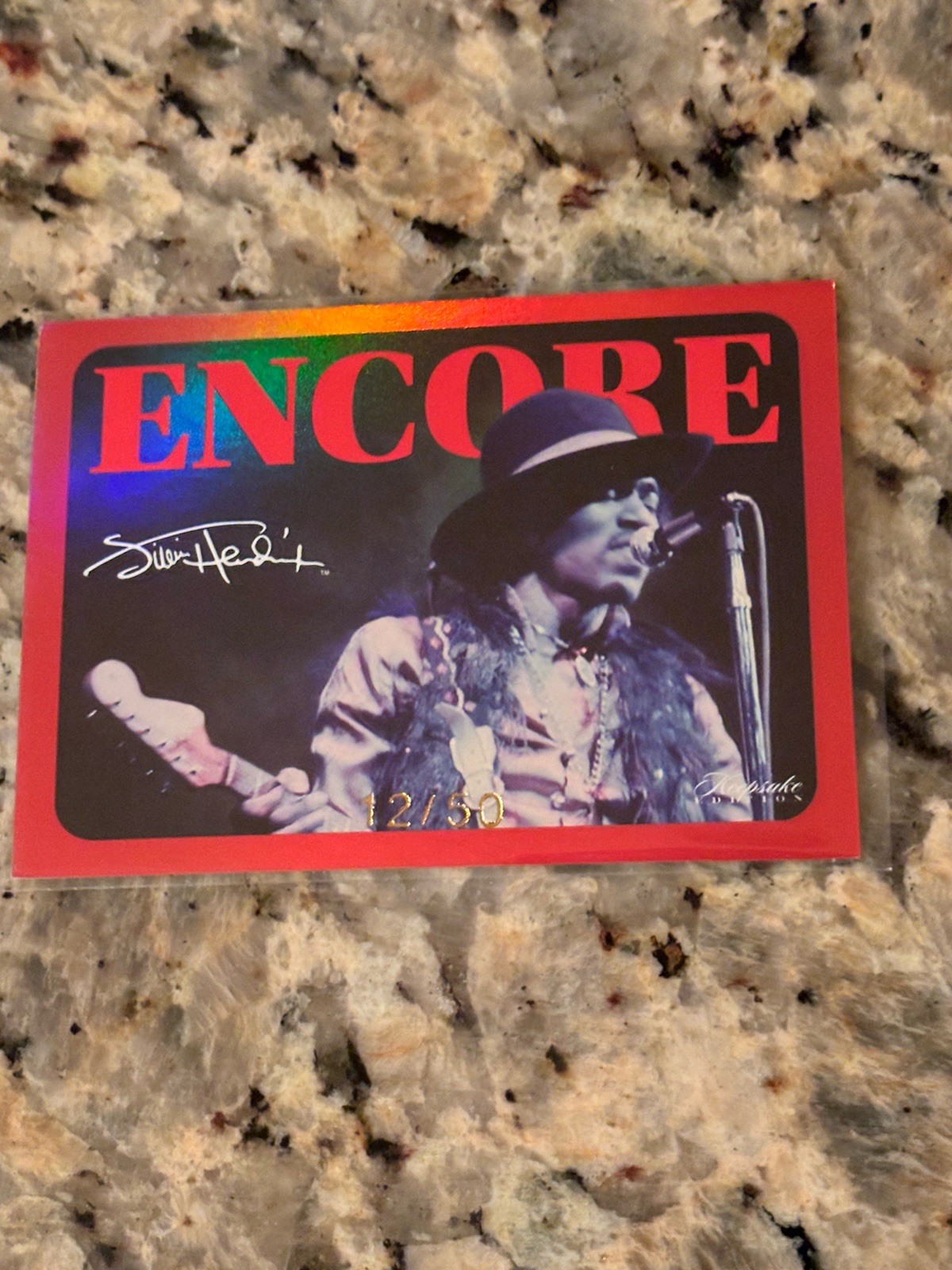 JIMI HENDRIX KEEPSAKE LIMITED 12/50 RED ENCORE CARD # 156