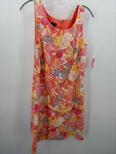 Pre-Owned Talbots Orange Size 6 Floral Knee Length Sleeveless Dress