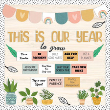 Classroom Bulletin Board Decorations, Boho Motivational Bulletin Board Set, Grow