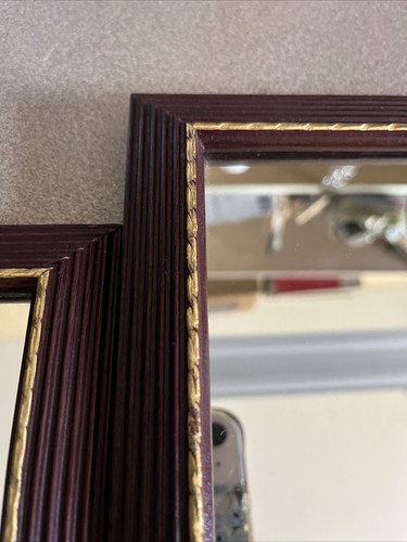 Pair Vintage Wooden Home Interior Mirrors Gold Trim 8 X 8” Gallery Wall - Picture 18 of 18