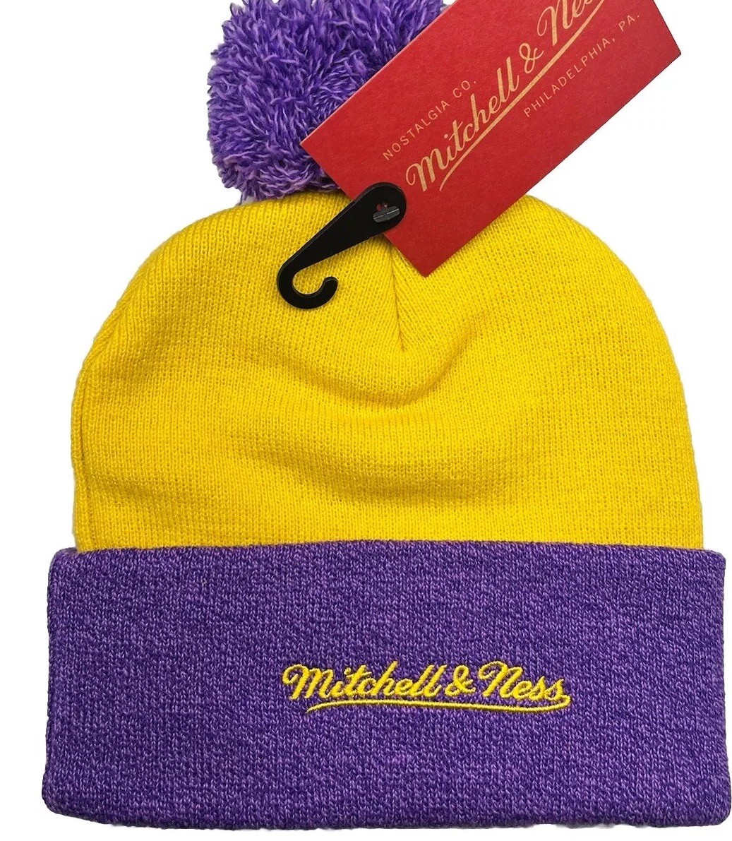 ミッチェル&ネス Mitchell & Ness 【 Los Angeles Lakers Team Pom Beanie Mens 】 メンズ MITCHELL & NESS NBA LOS ÁNGELES LAKERS Mens Cuffed POM BALL