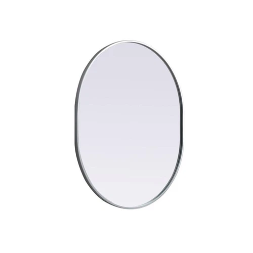 Elegant Decor Asha 30x36" Oval Modern MDF Wood/Iron Mirror in Silver - Picture 5 of 11