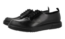 PRADA Leather Derby Dress Shoes Crossover Sneakers Black NEW -  US 12 EU 45