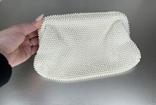 VTG Corde  Cream Colored Beaded Handbag Purse Clutch 50s Glam