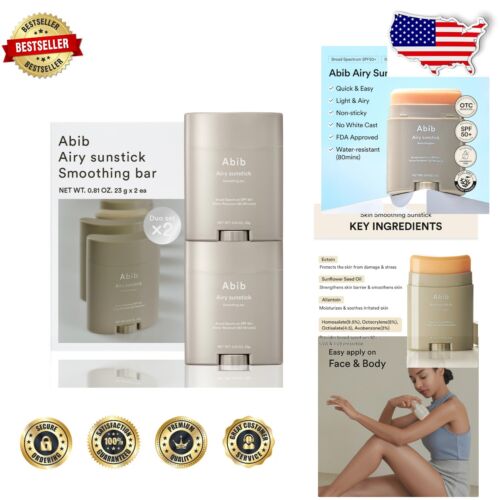 Korean SPF 50+ Non-Sticky Sunscreen Stick – Travel-Friendly Duo for All-Day Use