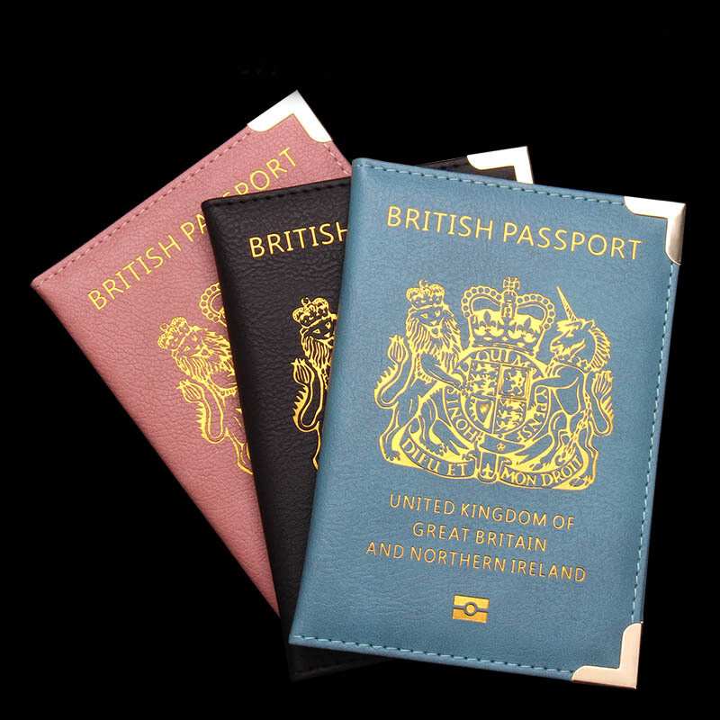 PU Leather UK & EU Passport Cover with Copper Foot Design-image