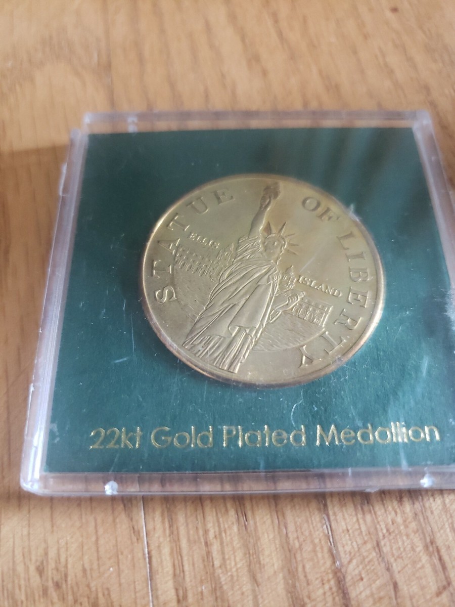 額無 ロンドン タワーブリッジ 23kt ゴールドリーフ ミニサイズ 金 金箔 Statue Of Liberty 22k Gold Plated Medallion Liberty Island