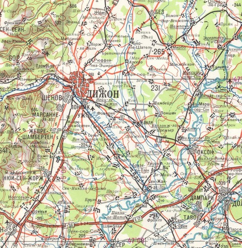 Mapa topográfico militar soviético ruso - DIJON (Francia), 1:500 000, ed. 1986 - Imagen 2 de 3