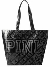 New Victoria's Secret PINK FRIDAY Reusable Shopper Tote Bag Black Great Gift