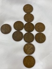Lot of 11 Great Britain Penny Cent Large Victoria George VI 1946 1947 1948 1949