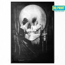 Charles Allen Gilbert 'All is Vanity' Poster - Gothic Skull Wall Art Print