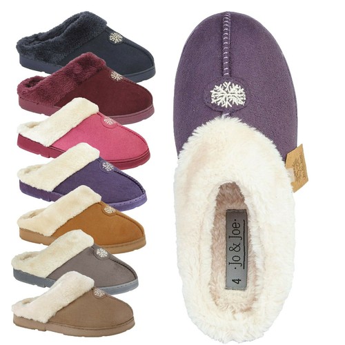 Ladies Slippers Snuggle Fur Warm Womens Winter Mules Shoes Size 3 4 5 6 7 8  | eBay
