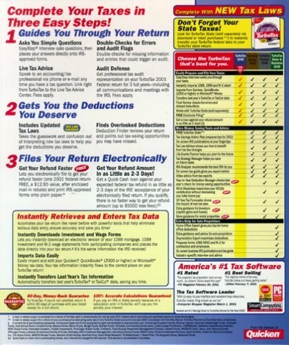 TurboTax 2001 for Windows [CD-ROM] Windows 98 / Windows 2000 / Windows Me / W... - Image 3 of 3