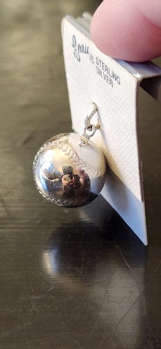 BEAU STERLING SILVER ROUND BASEBALL 1/2" CHARM/PENDANT NEW!!! - Picture 3 of 5
