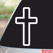 CROSS VINYL DECAL STICKER CAR REAR WINDOW BUMPER GOD CHURCH RELIGIOUS JESUS JDM