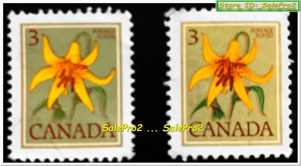 2x CANADA 1977 CANADIAN LILY FLOWER FV 6 CENT MNG 3 CENT STAMP