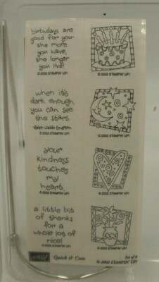 Stampin' Up! Quick & Cute Wood Mounted Rubber Stamp Set, Birthday, Heart, Thanks