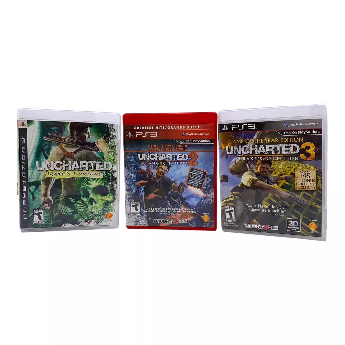 PS3 UNCHARTED 1, 2, & 3 game bundle All With Manuals