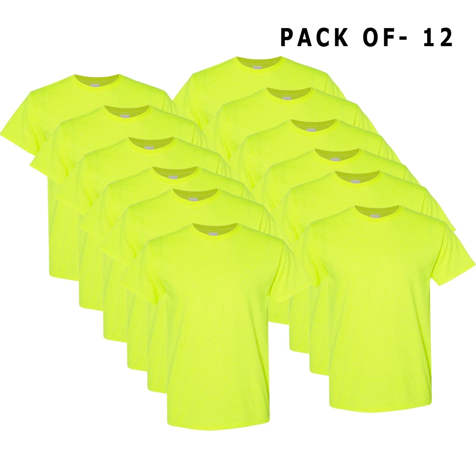 Hi Vis T-Shirt Work Safety Green GILDAN Short-Sleeve 12 Pack Safety Shirts