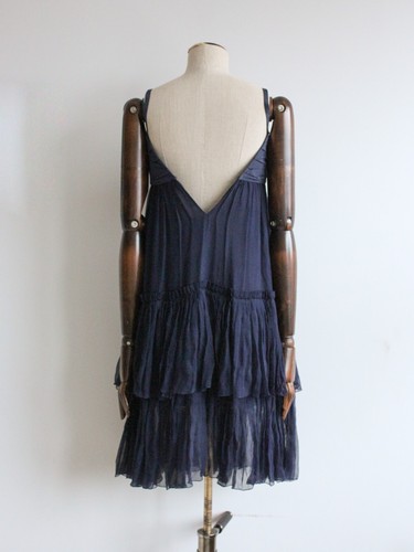 Christian Dior by John Galliano A/W08 Navy Silk Chiffon Babydoll Dress - Picture 4 of 9