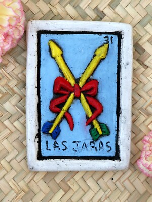 Clay Loteria #31 Las Jaras Arrows by Rafael Pineda Mexican Board Game Folk Art