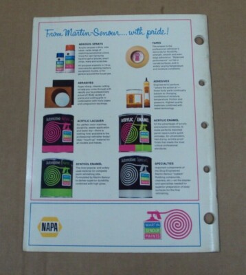 Vtg NAPA Martin-Senour Paints A1815 GUIDE TO BETTER AUTOMOTIVE