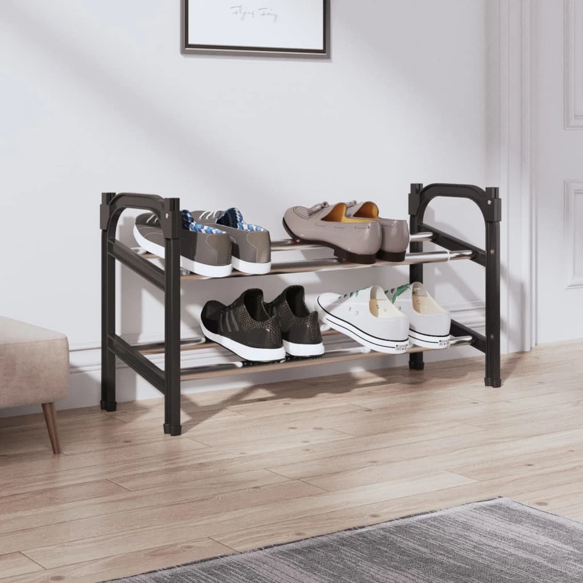 Extendable Shoe Rack with 2 Shelves 119x24x37 Q9F7 eBay