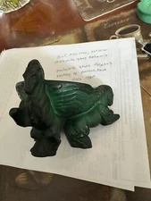 Malachite Glass Pegasus Ashtray By Arthur Pleva. With 2 Ashtrays