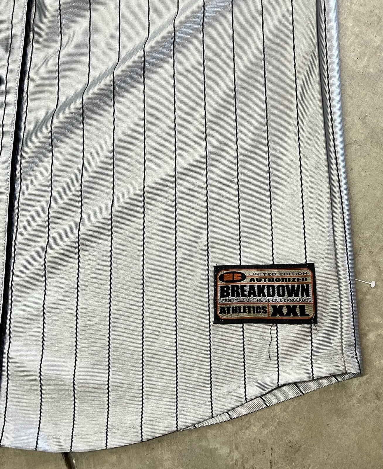 Vtg BreakDown Button Up Gray Reflective Jersey XX… - image 4