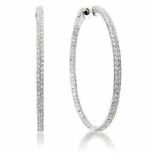 FILA ESTATE LARGE 1.87CT DIAMOND 18KT WHITE G DOUBLE ROW INSIDE OUT HOOP EARRINGS