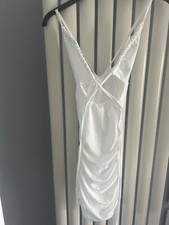 Brand New Ruched White Bodycon Dress Xs Approx Size 4-6 Clubbing