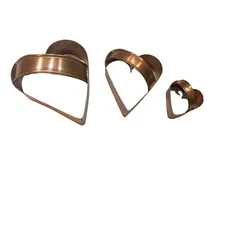 Michael Bonne 3-piece Heart-Shaped Copper Cookie Cutters w Handles Vintage 80's