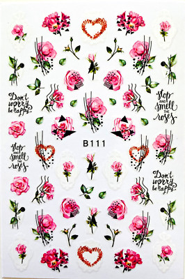 Nail Art Nagel Sticker selbstklebend Tattoo Blume Rose Blüte B111-2868