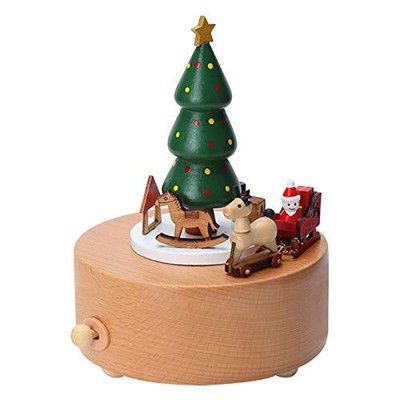 AMOR PRESENT Christmas Music Box, Wooden Music Box Christmas Tree Girl Musica...