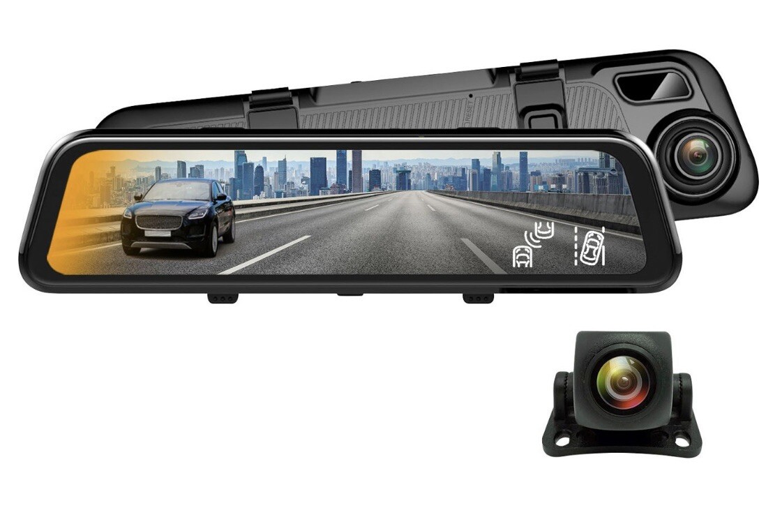 S L1200 New rexing m2 2k front and rear mirror dash cam with smart bsd adas gps - black