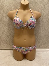 Victoria Secret Bikini. Multicolor Floral. Padded Push Up 34d Top Medium Bottom