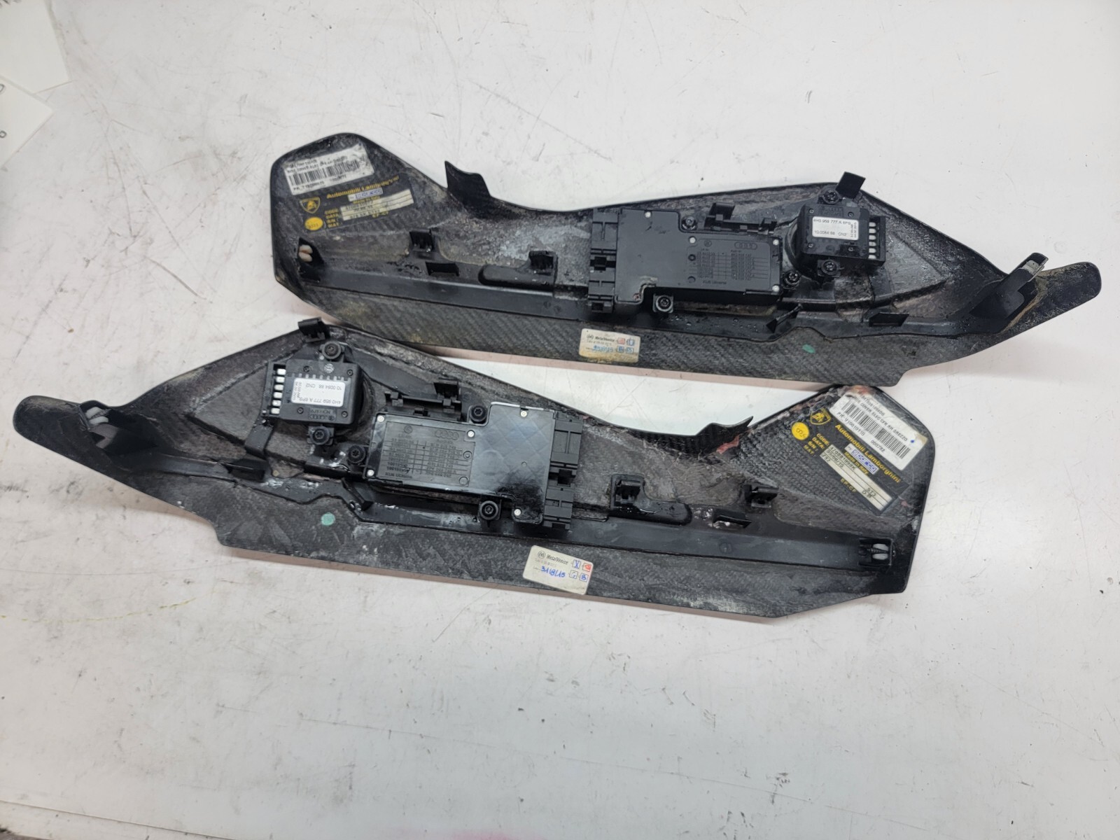 LAMBORGHINI AVENTADOR CARBON FIBER SEAT SIDE BUTTON COVERS OEM SV SEAT SIDES 