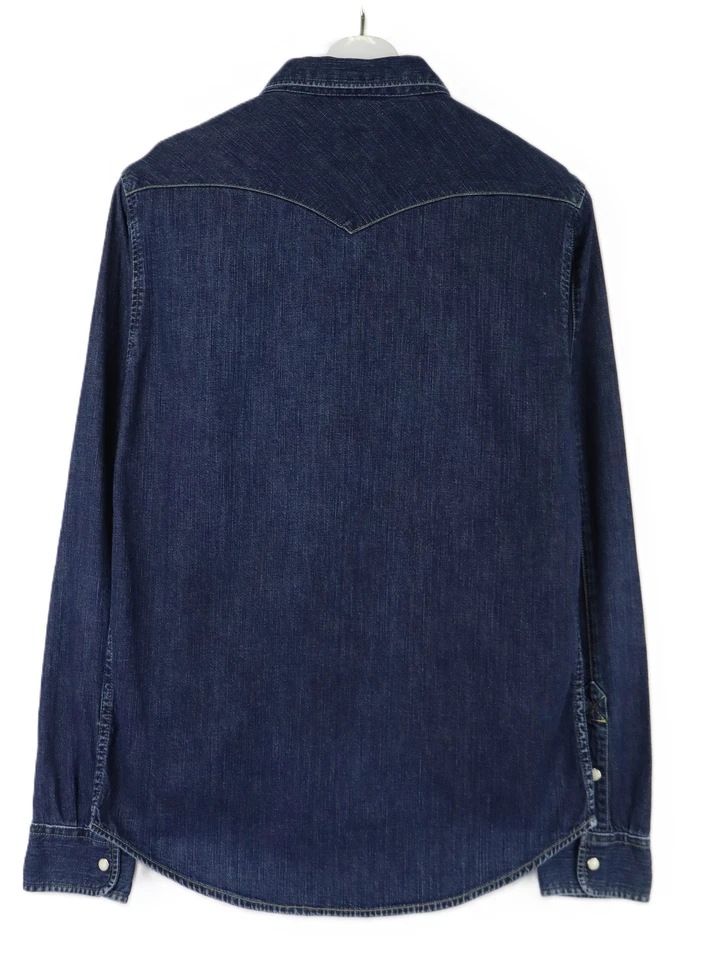 LEE Western Shirt shirt Men's MEDIUM Blue Denim Pocket Button Up Collared - Image 2 of 4