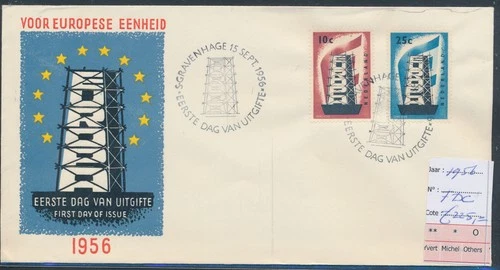LS74585 Netherlands 1956 Europa CEPT cv 225 EUR FDC used