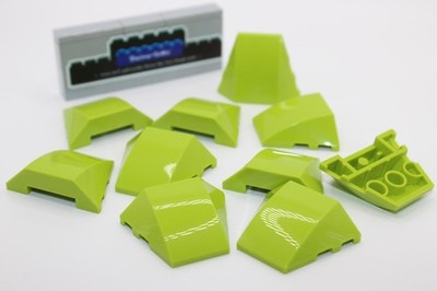 Lego (c) 10x Keilstein - Cockpit Schrägstein 4x3 - 64225 - lime  - ohne Noppen