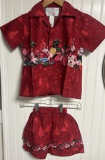 Hawaii Hangover Boy Aloha Shirt And Shorts Beach 2 Piece Set Size 6 Red Santa