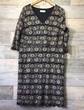 Per Una Black & Beige Layered Lined Lace Dress Size 18 Ex Con