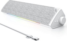 SOULION R60 LED Soundbar USB Bluetooth 5.3 Weiß Lautsprecher für PC, Laptop