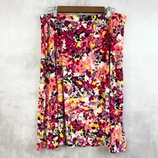 Jaclyn Smith Womens Floral Skirt L Bold Floral Stretchy Y2K Retro Garden Cottage