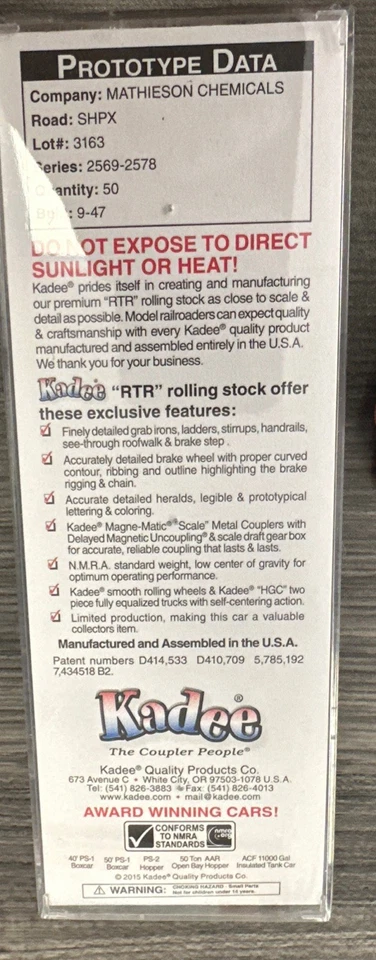 Kadee Cars HO Scale #9015 ACF 11000 Gal Insulated Tank Car SHPX #2570 NIB - Image 4 of 4