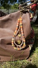 Multicolor Beaded Detachable Key Chain Bag Charm w/ Heart Butterfly